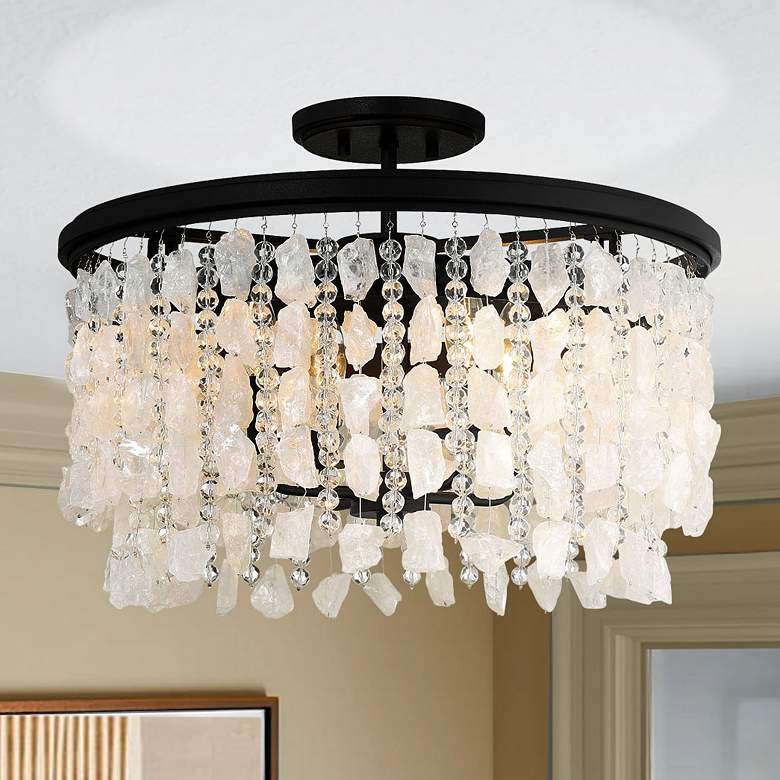 Image 1 Minka Lavery Shimmering Elegance 4-Light Sand Black Semi-Flush