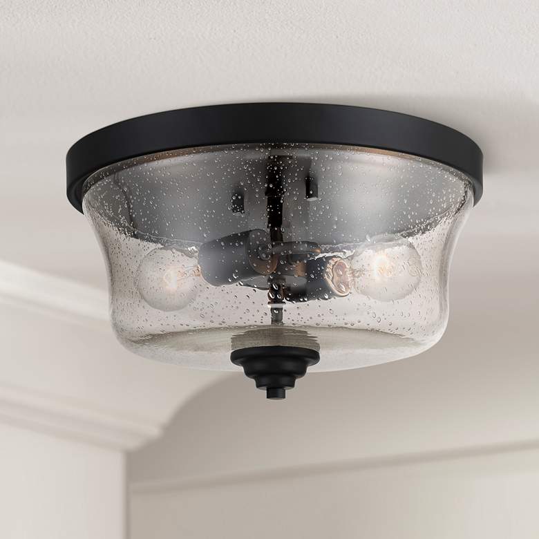 Image 1 Minka Lavery Shyloh 13 3/4" Seeded Glass Flush Mount Ceiling Light