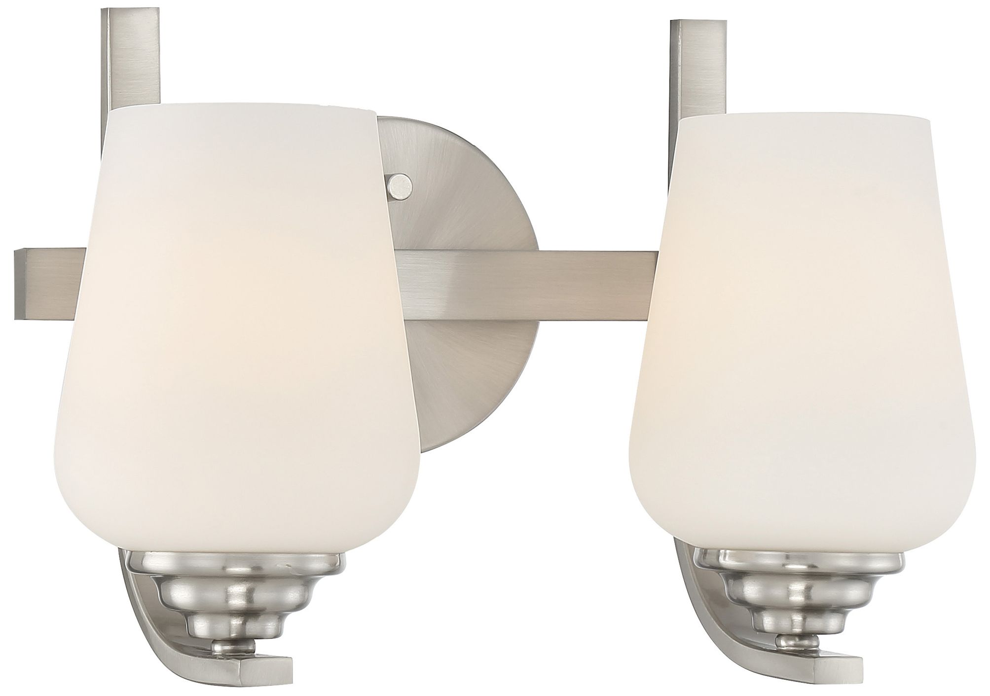 Minka Lavery Shyloh 2-Light 13.5-in Brushed Nickel Vanity Light with Shade