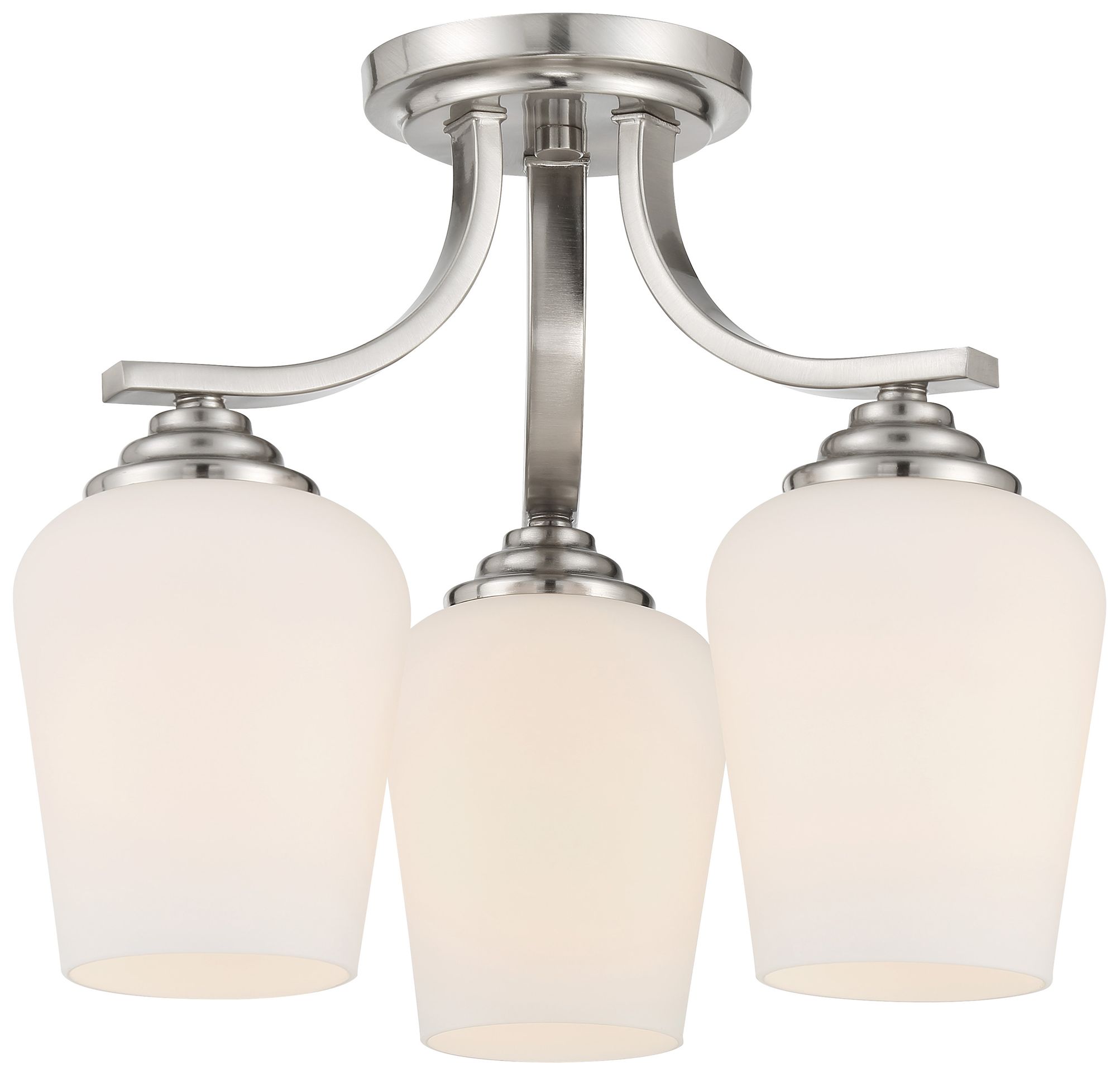 Image 2 Minka-Lavery Shyloh 3-Light Brushed Nickel Semi-Flush to Chandelier