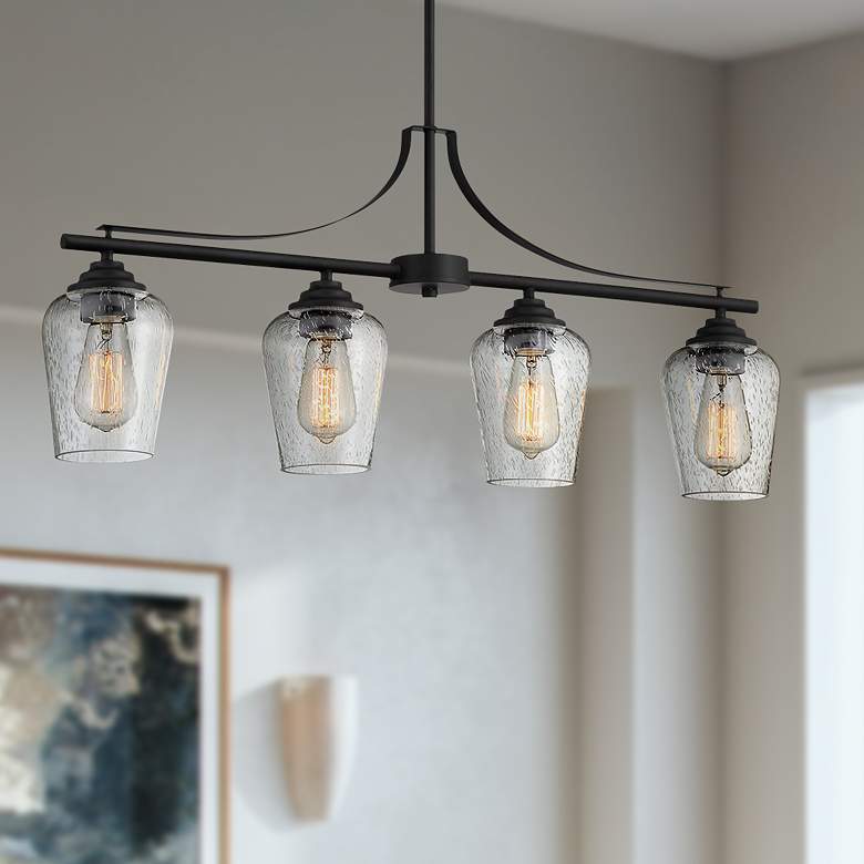 Image 1 Minka Lavery Shyloh 32" Wide 4-Light Coal Black Island Light Fixture