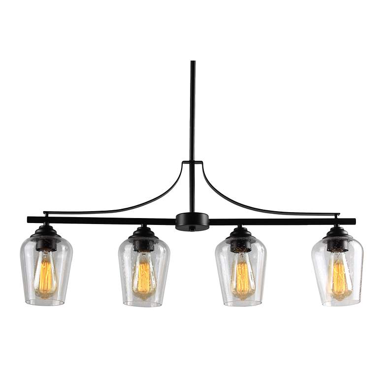 Image 3 Minka Lavery Shyloh 32" Wide 4-Light Coal Black Island Light Fixture more views