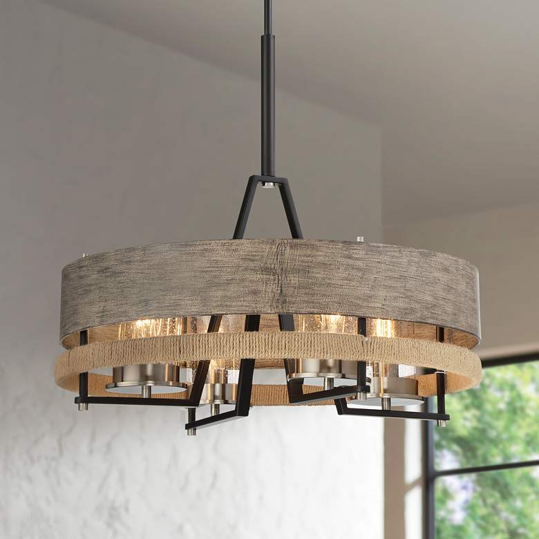 Image 1 Minka Lavery Silver Creek 24" Wide Coal Stone Gray 4-Light Chandelier