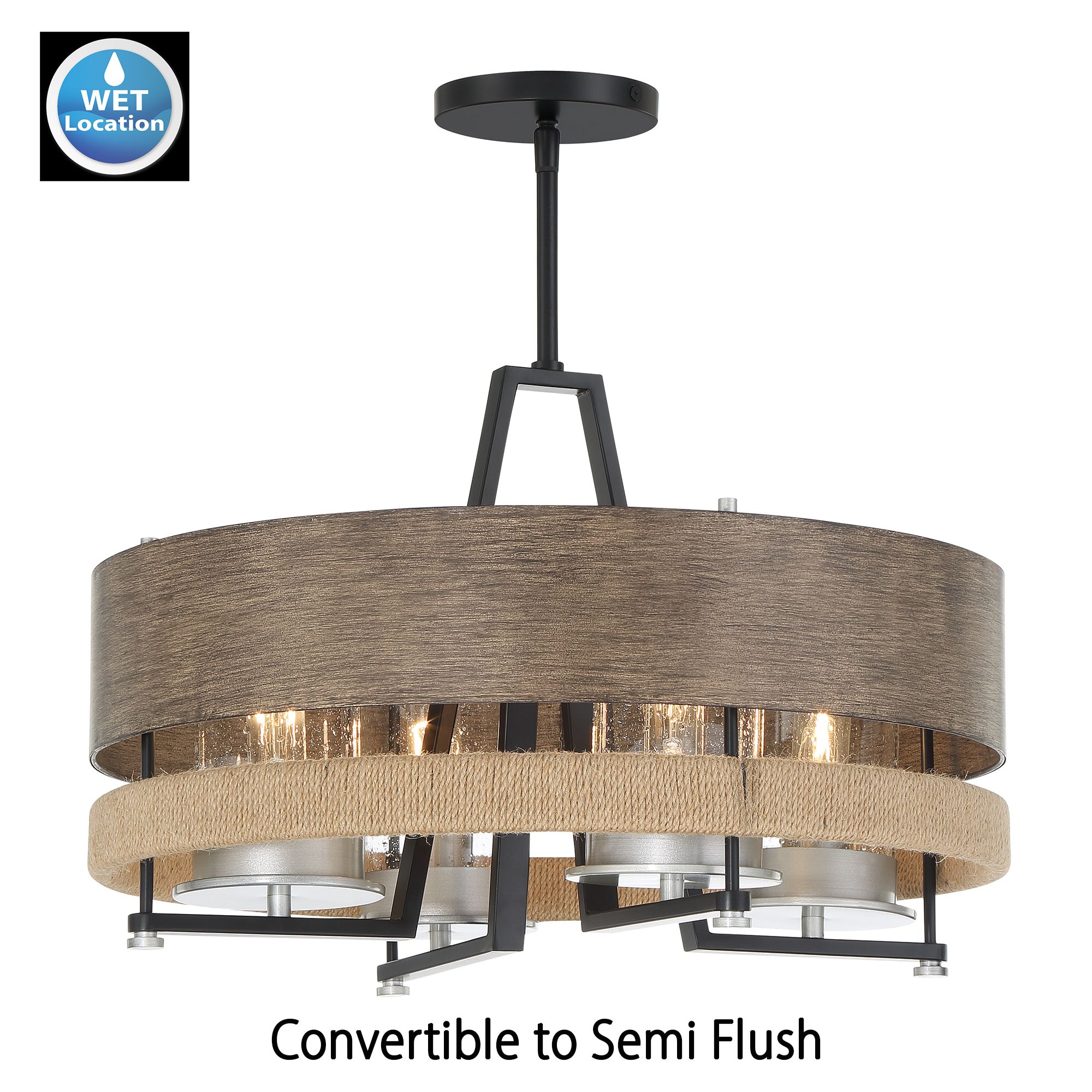 Image 5 Minka-Lavery Silver Creek 4-Light Grey, Coal and Nickel Convert Pendant more views