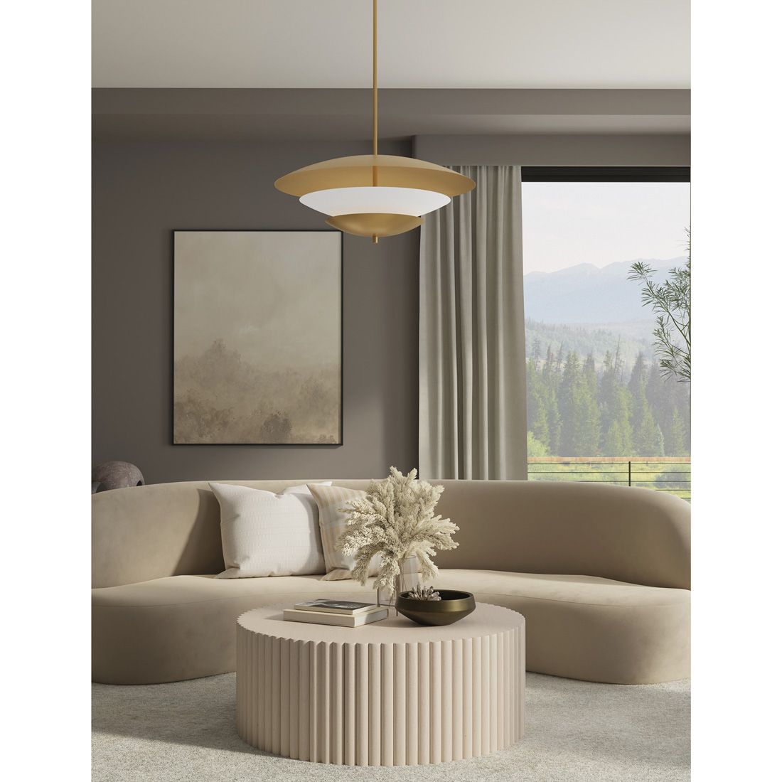 Image 4 Minka-Lavery Solara 5-Lt 31.5-in Legacy Brass Pendant with Alabaster Shade more views