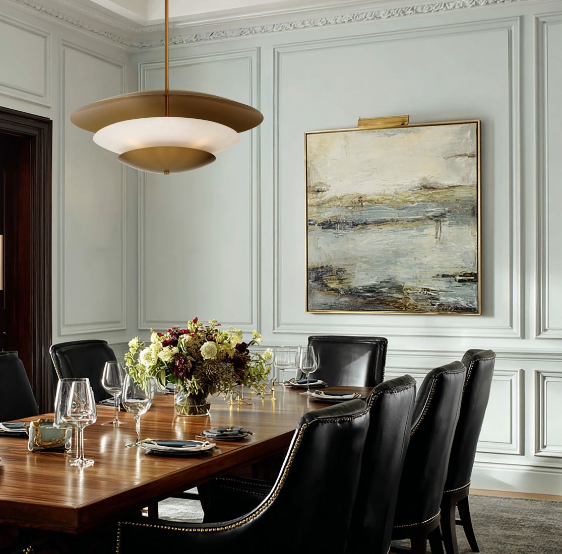 Image 7 Minka-Lavery Solara 5-Lt 31.5-in Legacy Brass Pendant with Alabaster Shade more views