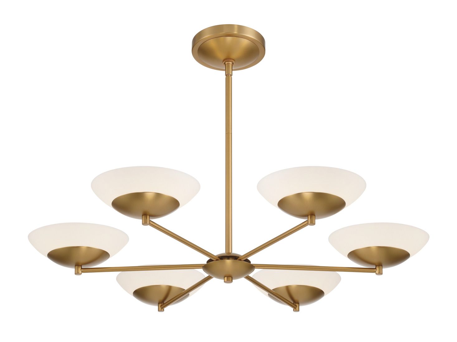 Minka Lavery Solara LED 36-in Legacy Brass Chandelier with Alabaster Shade