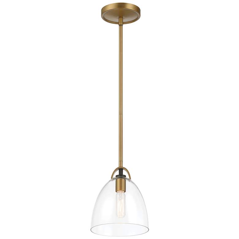 Image 1 Minka-Lavery Sommersby 1-Light 7-in Brass and Matte Black Indoor Pendant