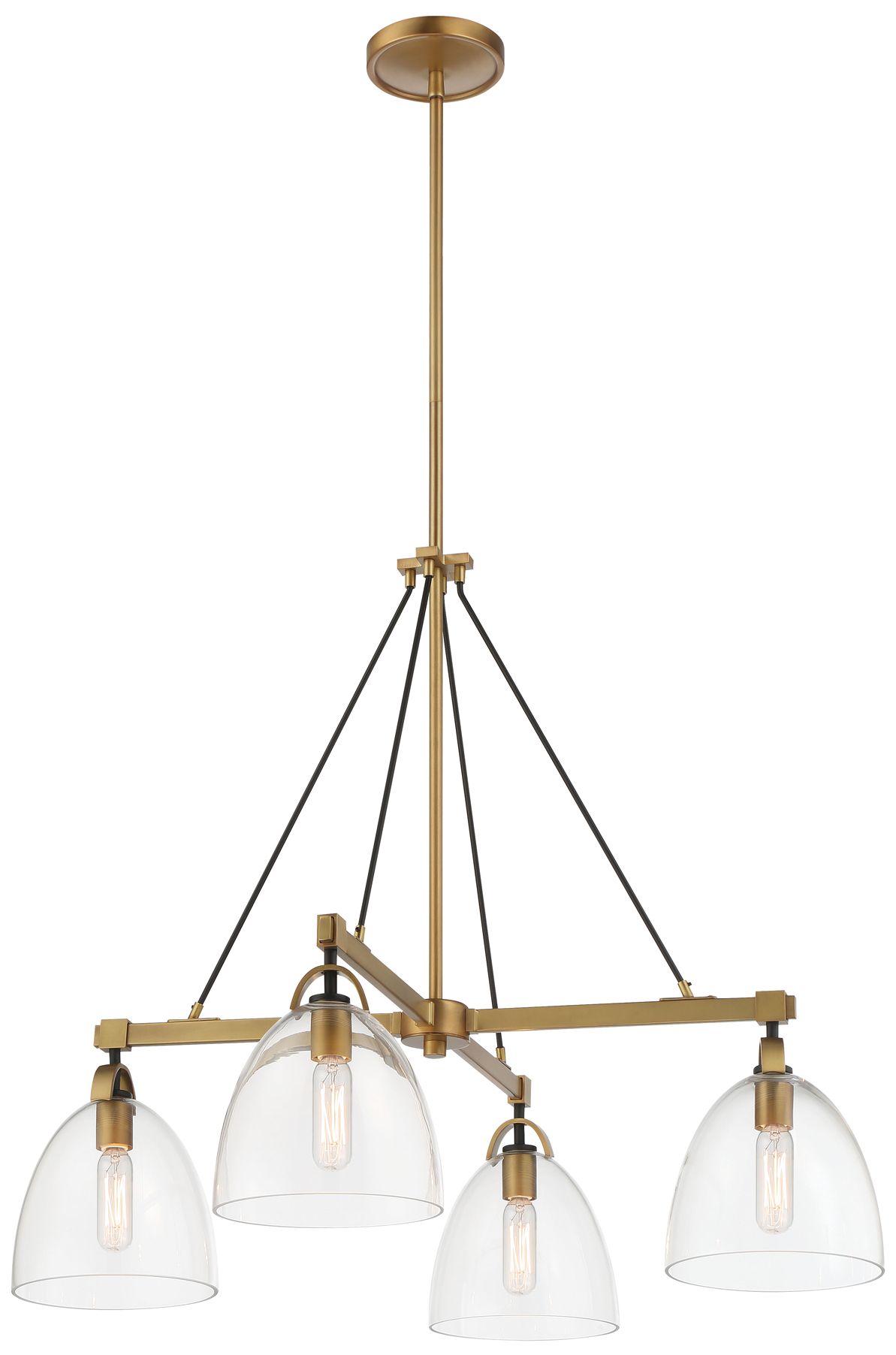Minka-Lavery Sommersby 4-Light 30-in Brass and Black Chandelier with Shades