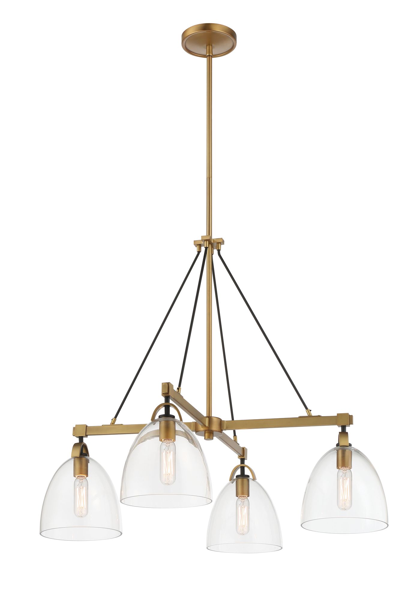 Minka-Lavery Sommersby 4-Light 30-in Brass and Black Chandelier with Shades