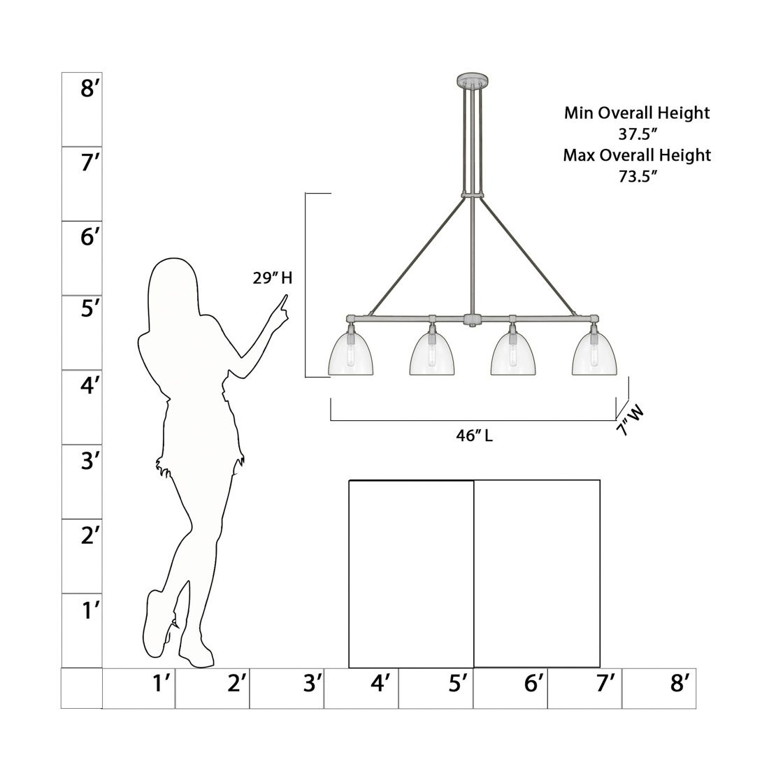 Image 5 Minka-Lavery Sommersby 4-Light 46-in Brass and Black Linear Chandelier more views