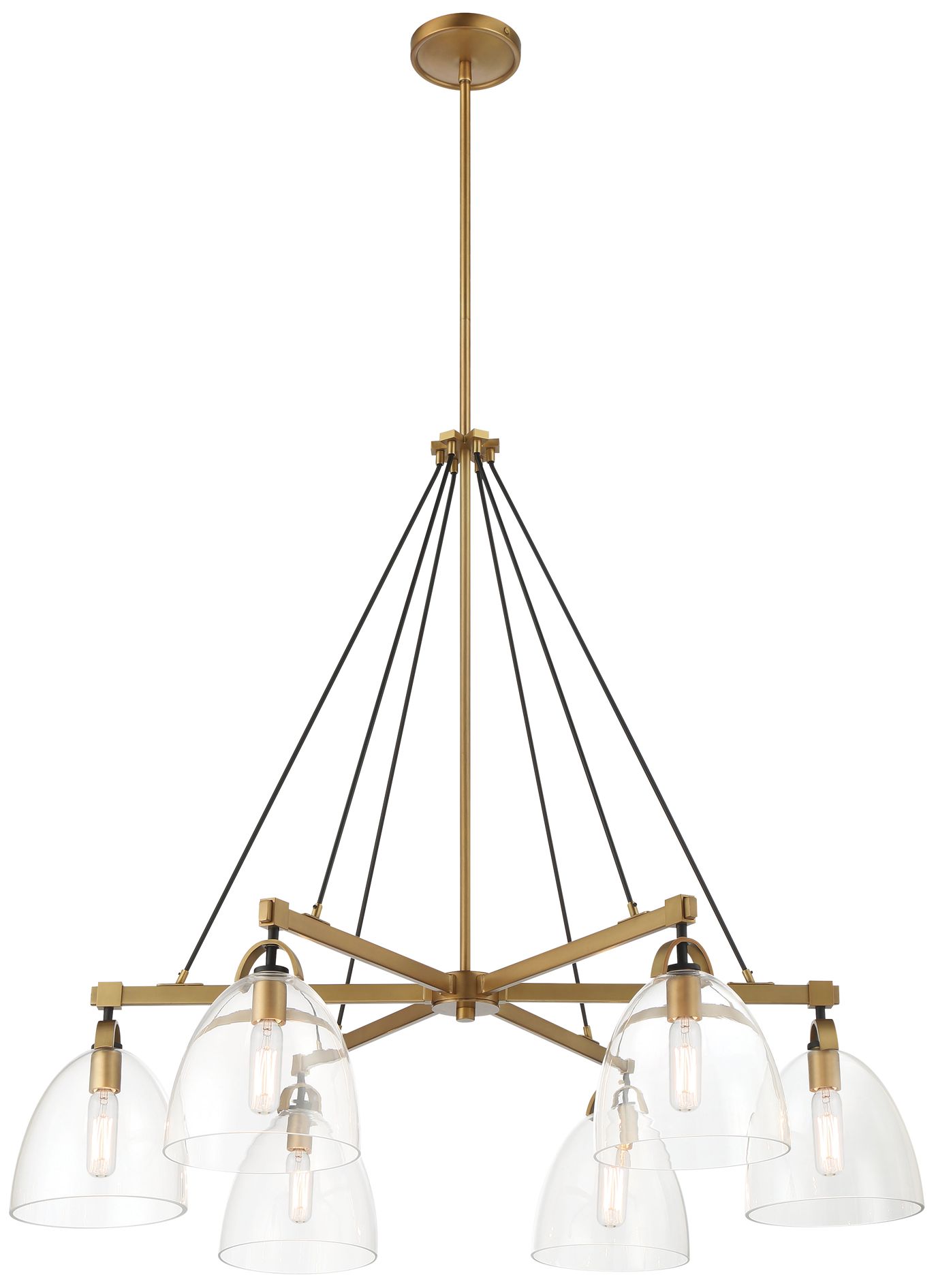 Minka-Lavery Sommersby 6-Light 36-in Brass and Black Chandelier with Shades