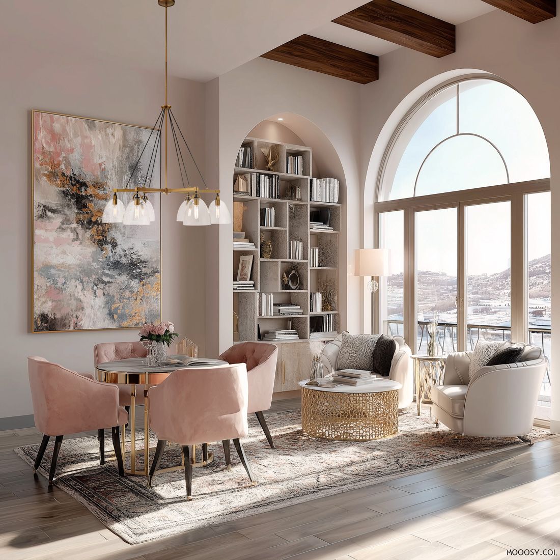 Image 4 Minka-Lavery Sommersby 6-Light 36-in Brass and Black Chandelier with Shades more views