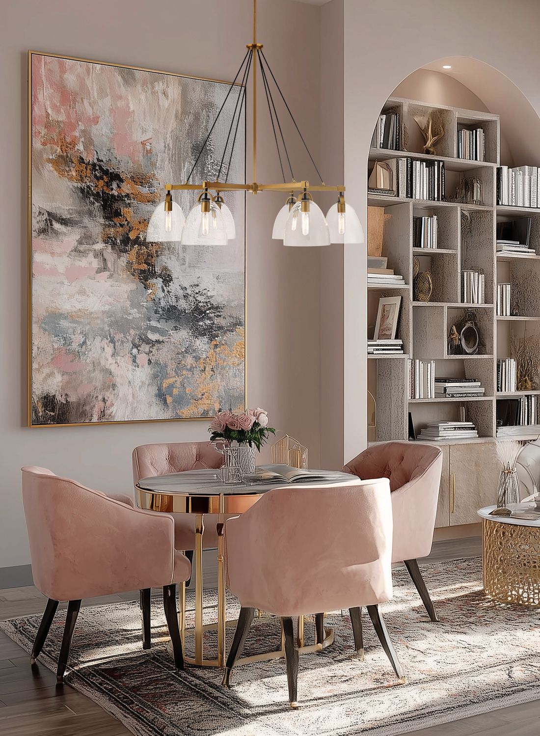 Image 7 Minka-Lavery Sommersby 6-Light 36-in Brass and Black Chandelier with Shades more views