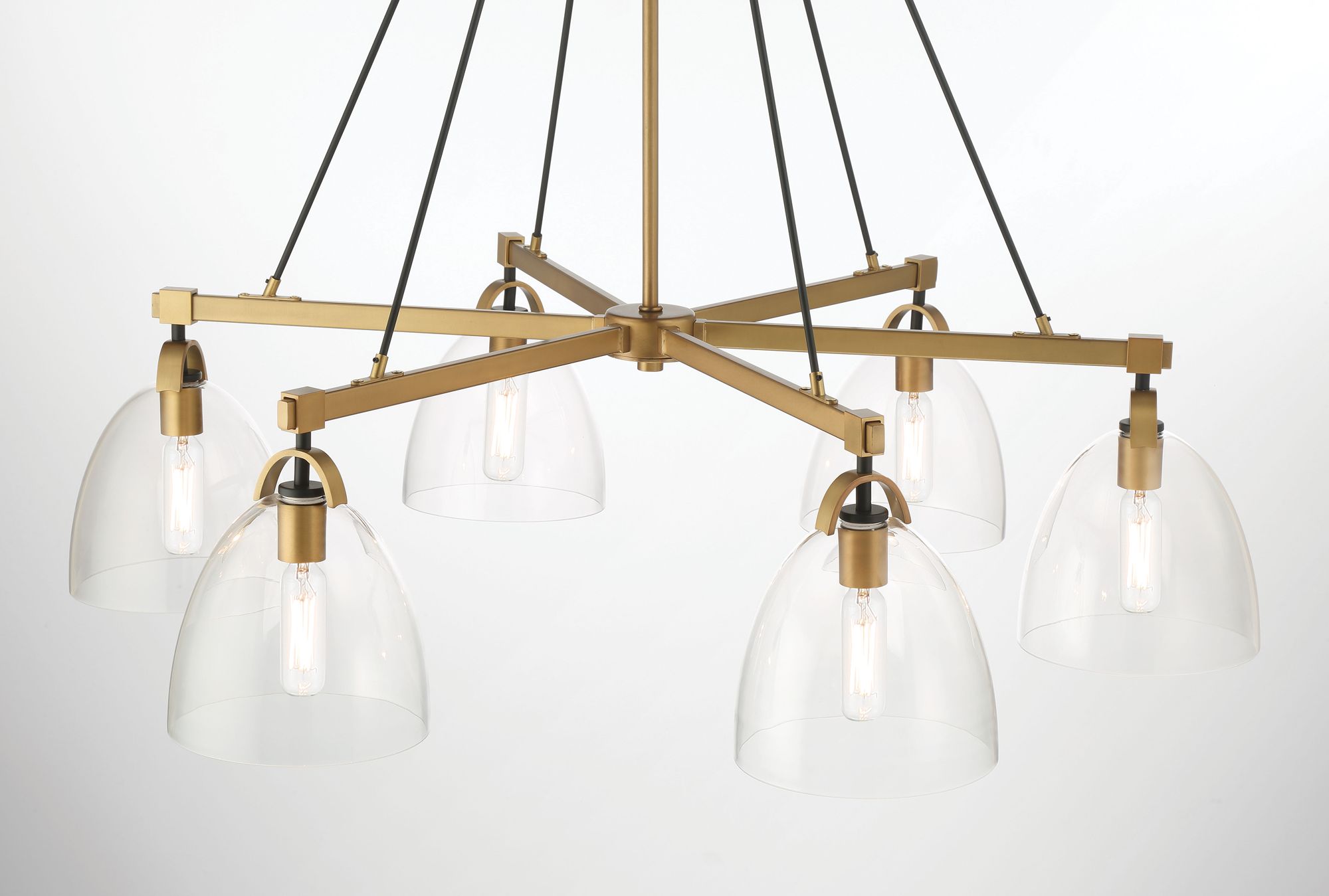 Minka-Lavery Sommersby 6-Light 36-in Brass and Black Chandelier with Shades