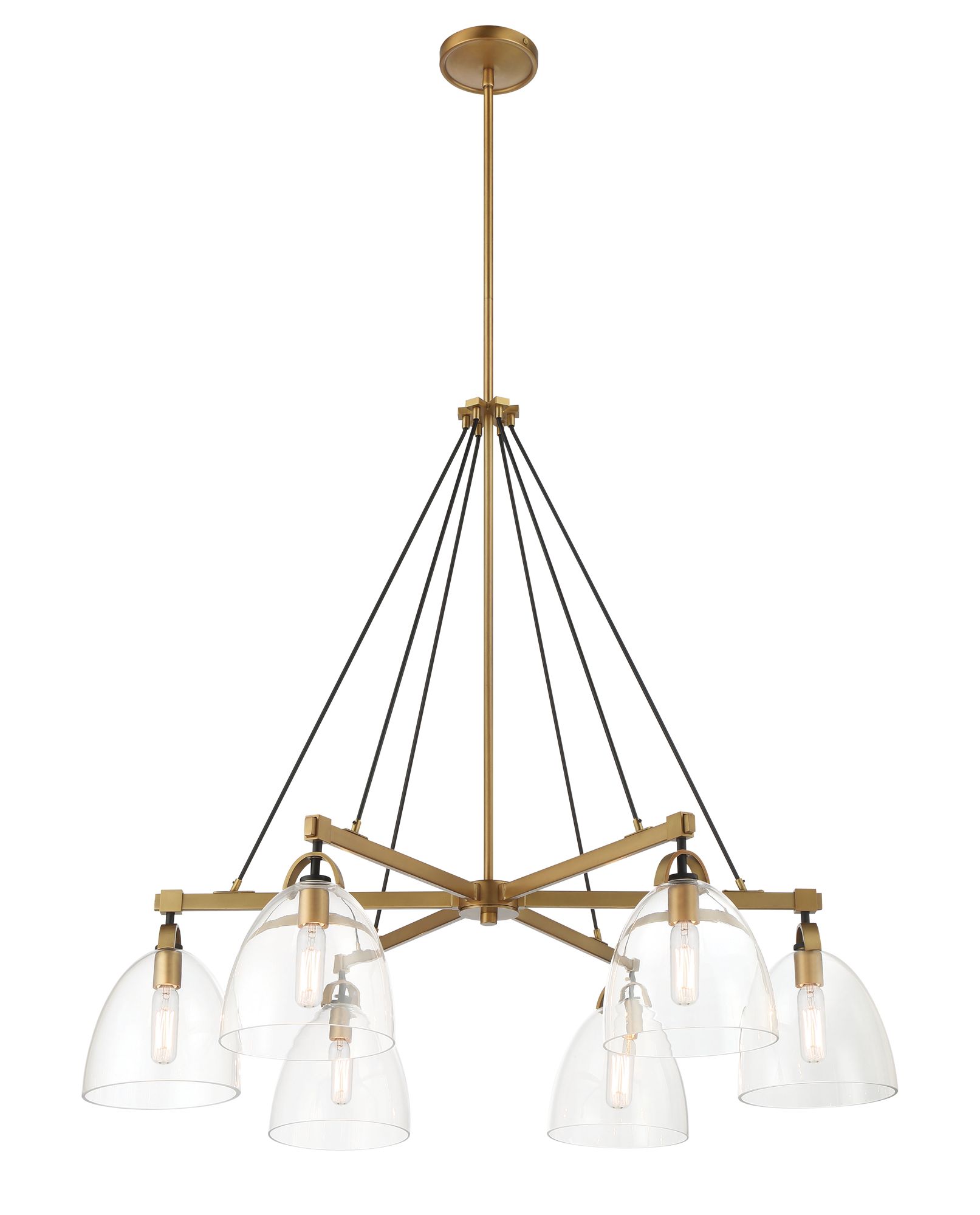 Minka-Lavery Sommersby 6-Light 36-in Brass and Black Chandelier with Shades