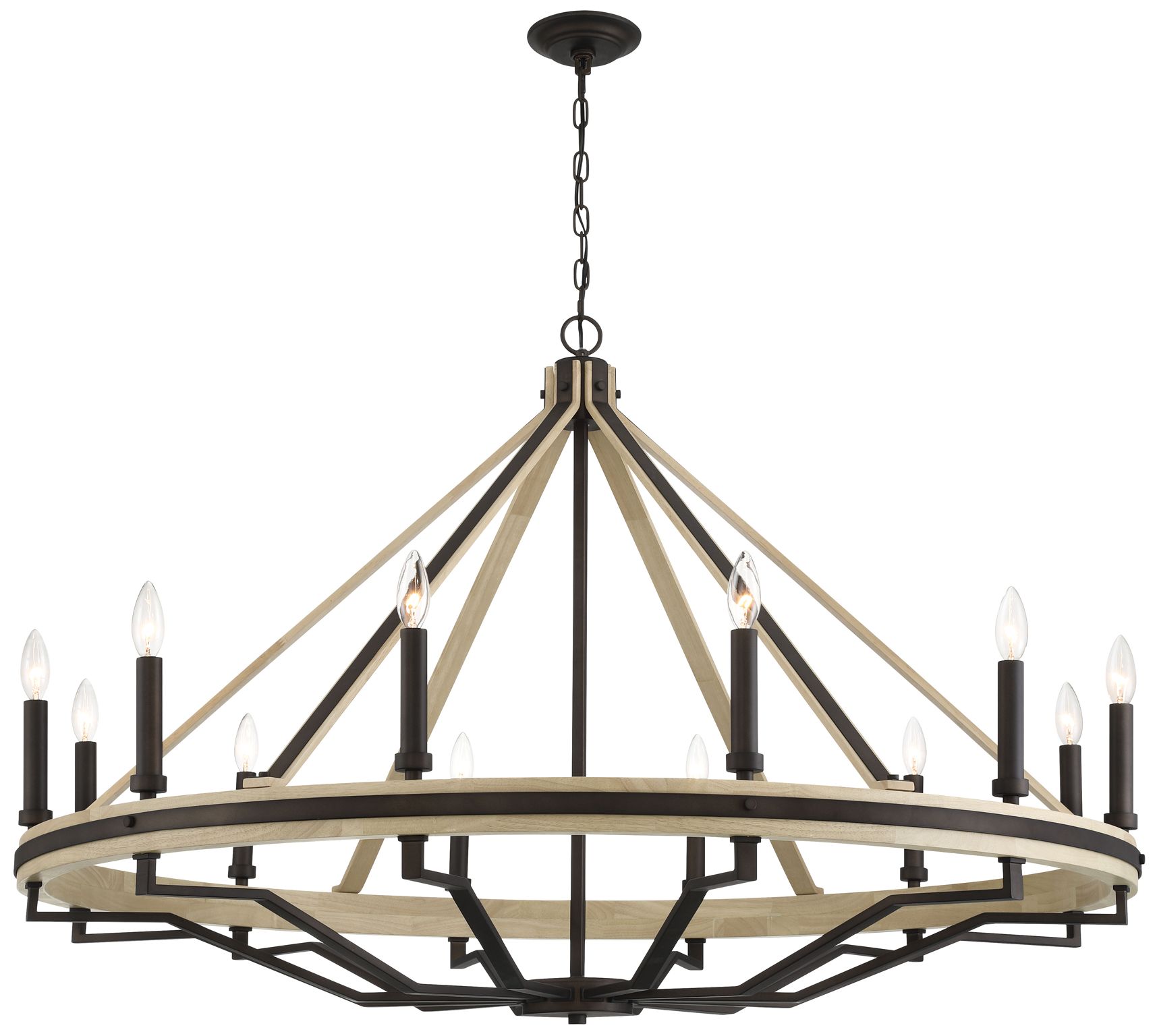 Image 2 Minka-Lavery Sonoma 12-Lt 47.75-in Dark Bronze and Natural Wood Chandelier