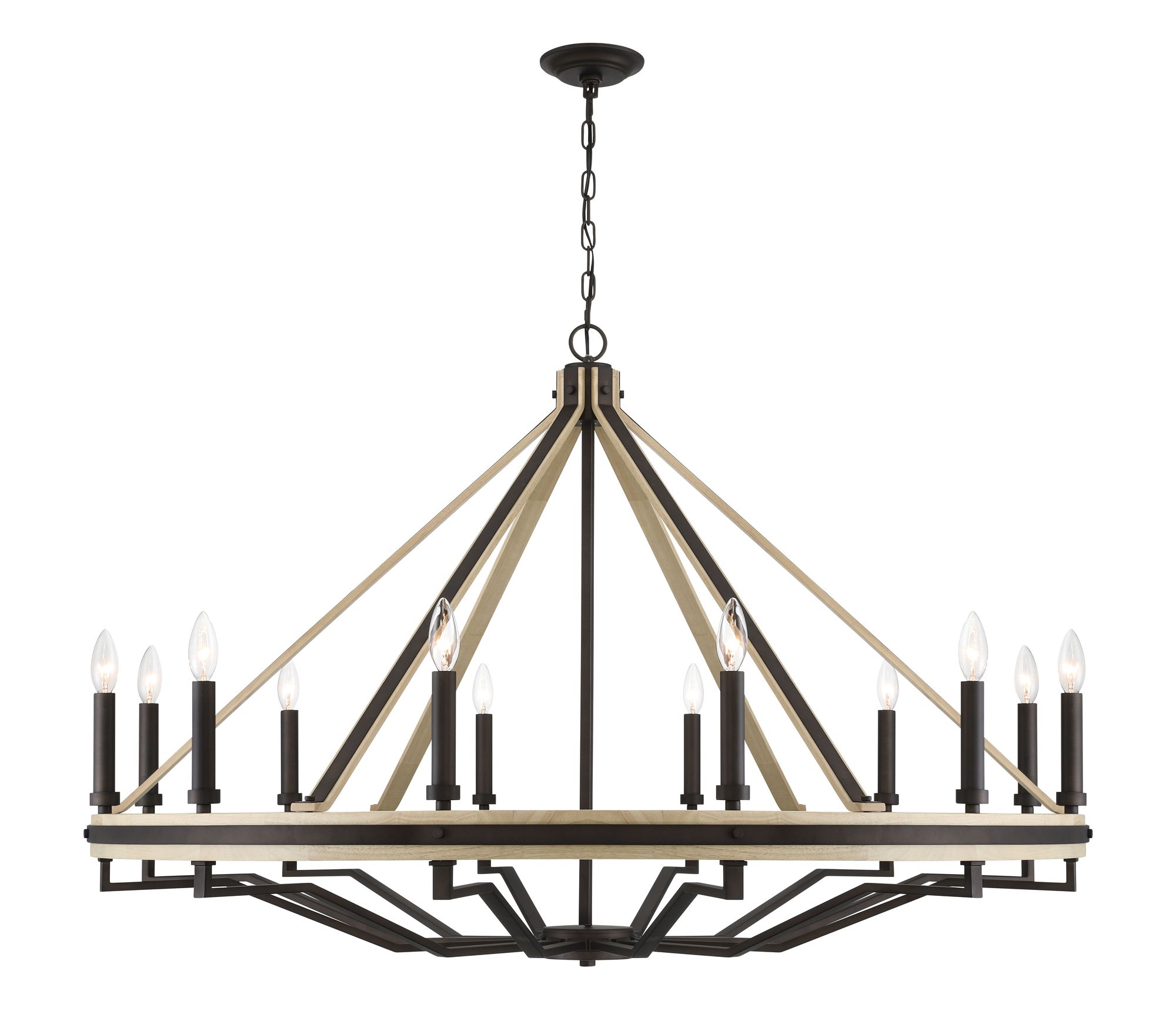 Image 3 Minka-Lavery Sonoma 12-Lt 47.75-in Dark Bronze and Natural Wood Chandelier more views