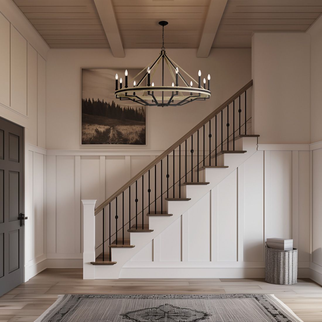 Image 4 Minka-Lavery Sonoma 12-Lt 47.75-in Dark Bronze and Natural Wood Chandelier more views