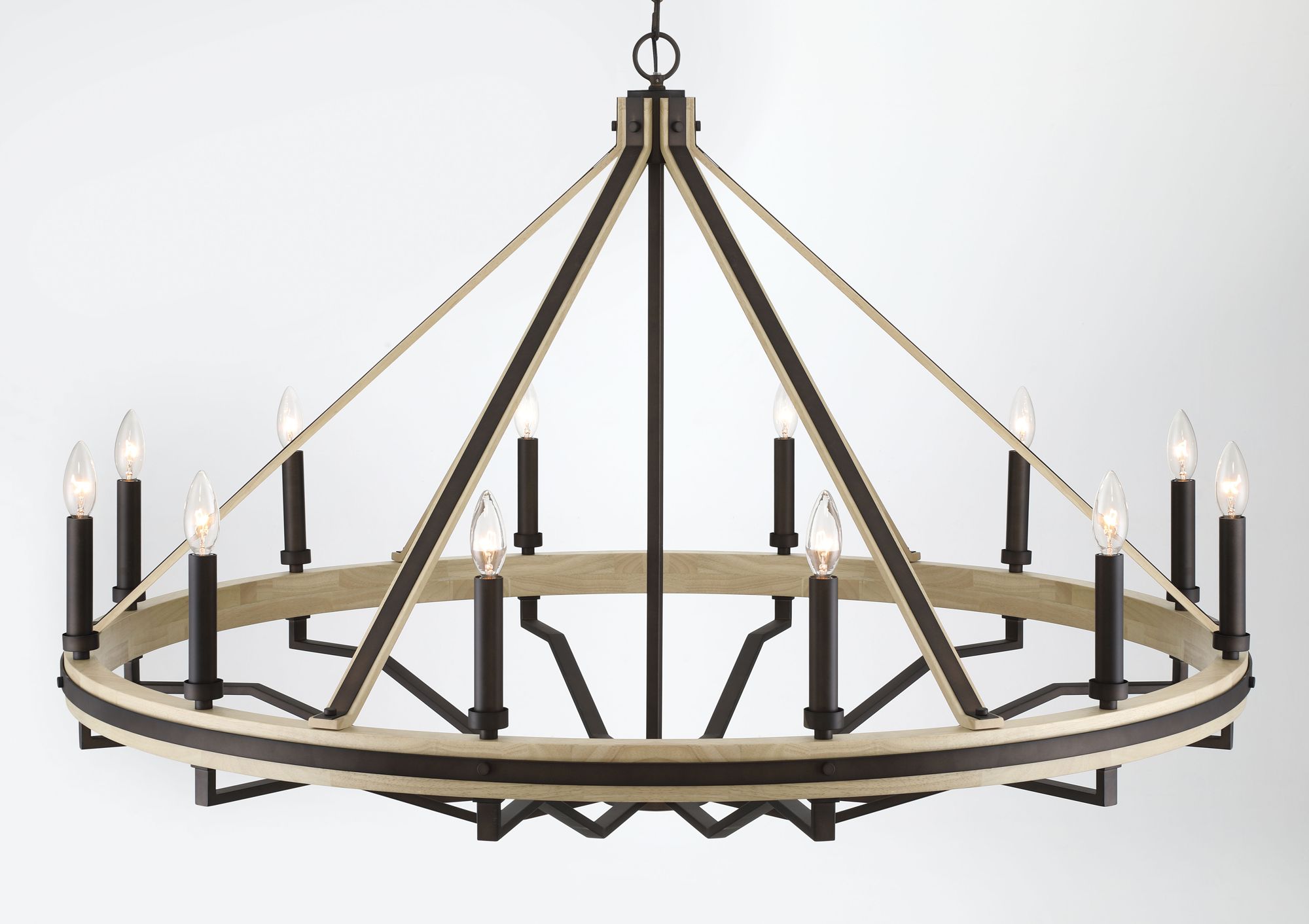 Image 7 Minka-Lavery Sonoma 12-Lt 47.75-in Dark Bronze and Natural Wood Chandelier more views