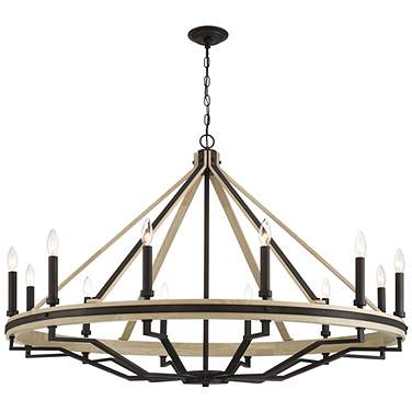 Minka-Lavery Sonoma 47 3/4" Bronze and Wood 12-Light Ring Chandelier