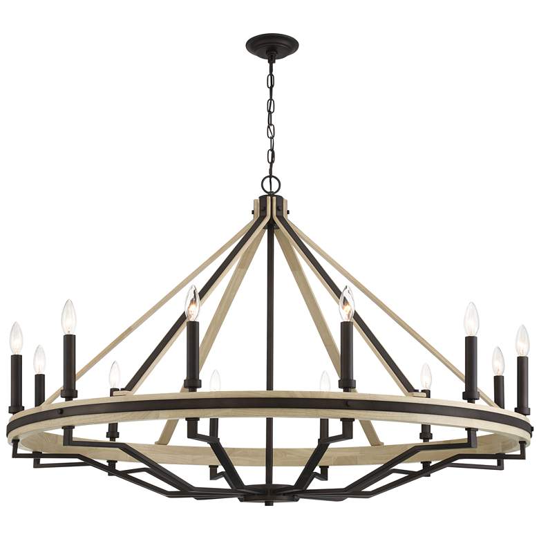 Image 1 Minka-Lavery Sonoma 47 3/4" Bronze and Wood 12-Light Ring Chandelier