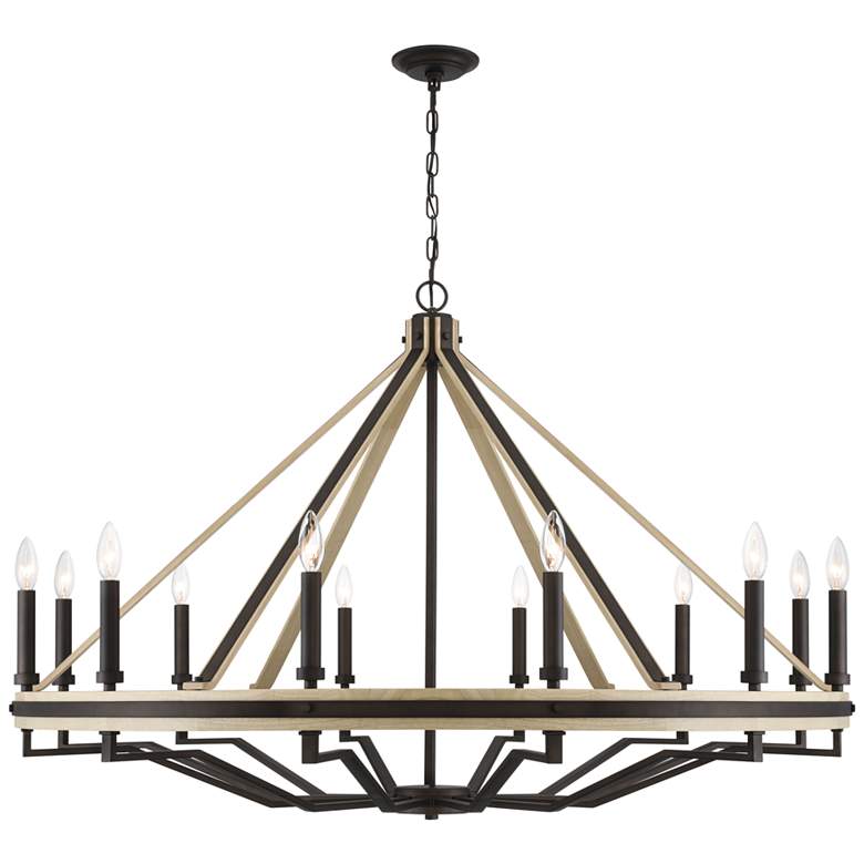 Image 2 Minka-Lavery Sonoma 47 3/4" Bronze and Wood 12-Light Ring Chandelier more views