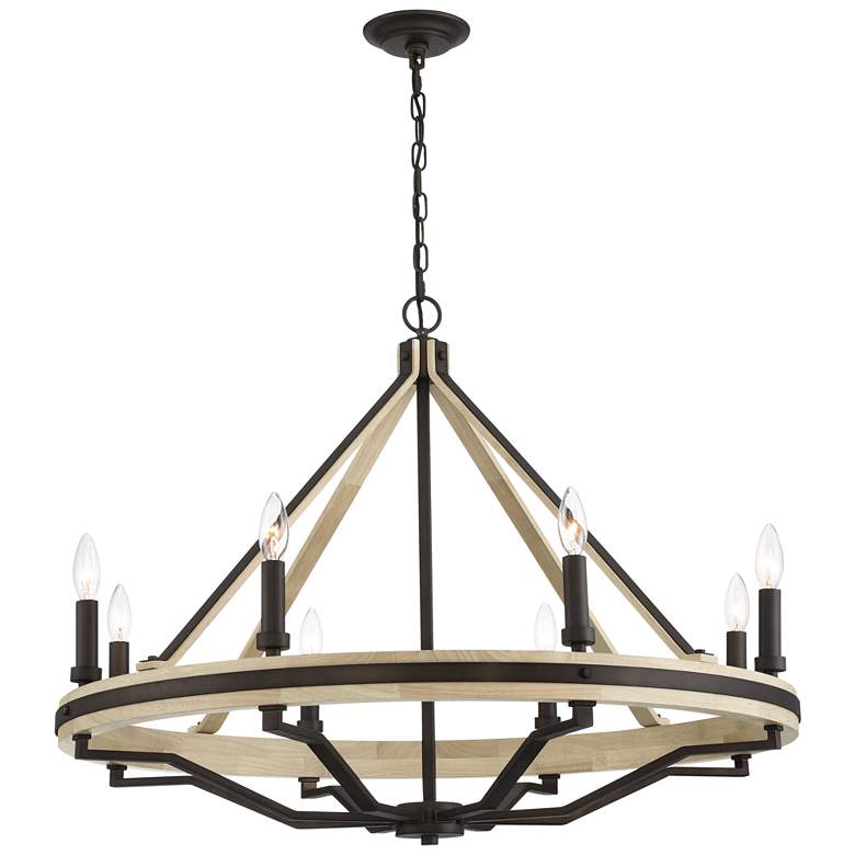 Image 1 Minka-Lavery Sonoma 8-Light 34-in Bronze and Natural Solid Wood Chandelier