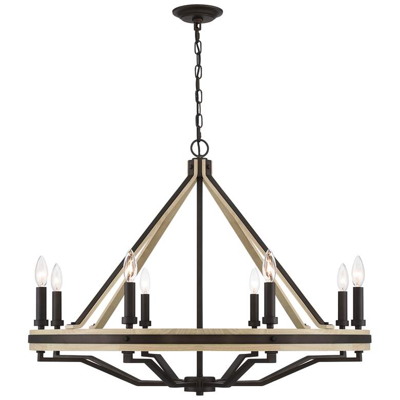 Image 2 Minka-Lavery Sonoma 8-Light 34-in Bronze and Natural Solid Wood Chandelier more views