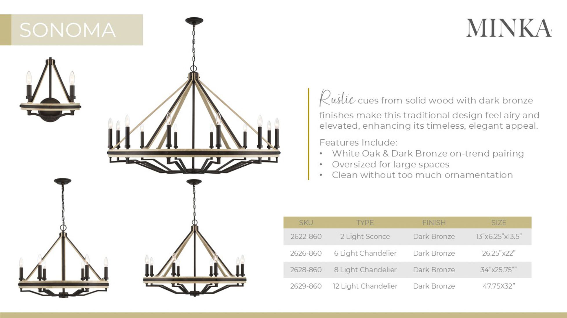 Minka-Lavery Sonoma 8-Light 34-in Bronze and Natural Solid Wood Chandelier