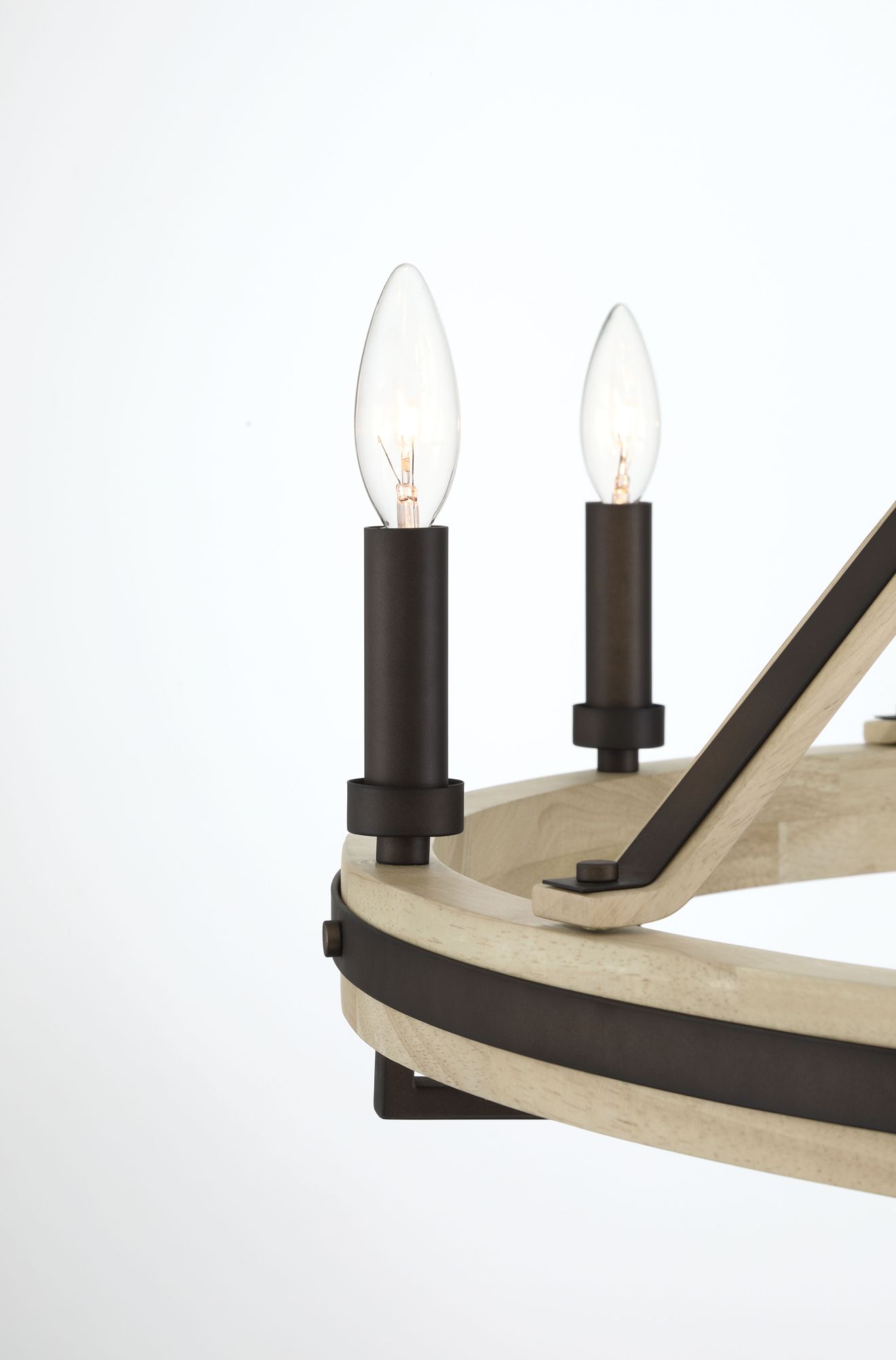 Minka-Lavery Sonoma 8-Light 34-in Bronze and Natural Solid Wood Chandelier