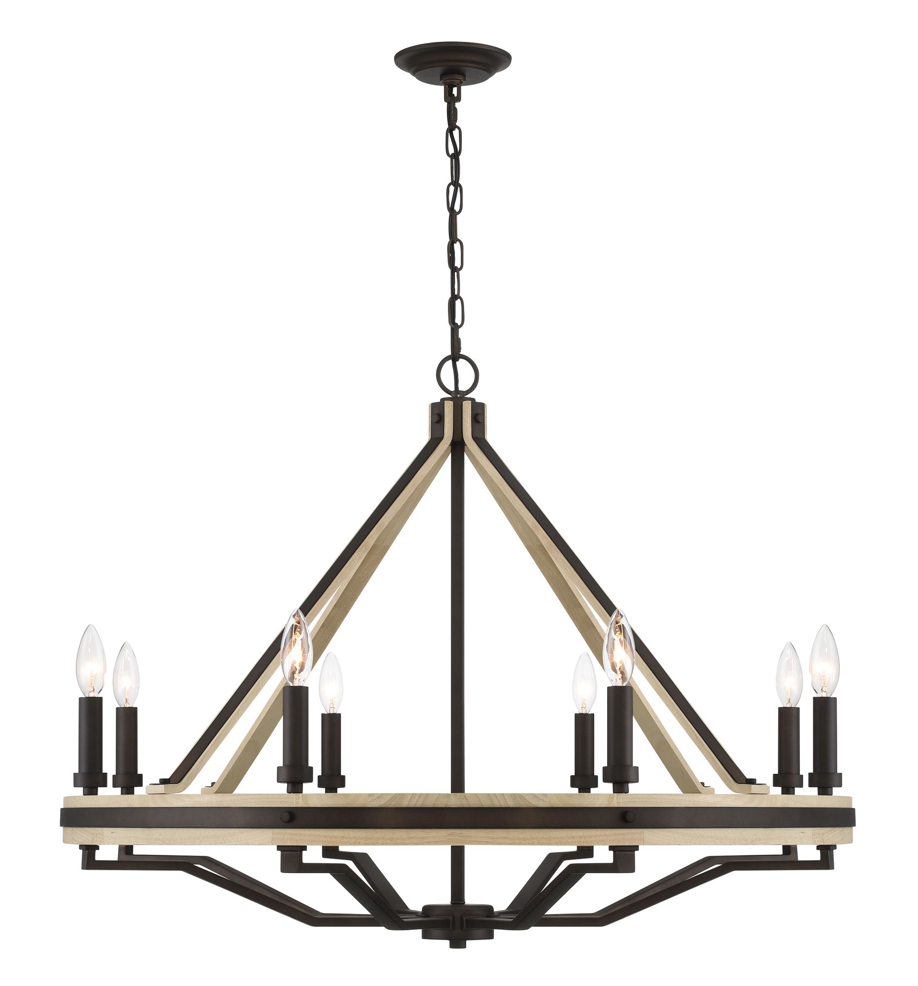 Image 3 Minka-Lavery Sonoma 8-Light 34-in Dark Bronze and Natural Wood Chandelier more views