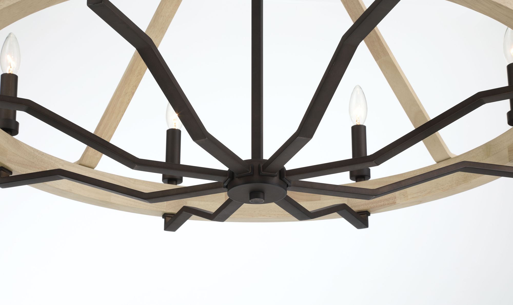 Minka-Lavery Sonoma 8-Light 34-in Dark Bronze and Natural Wood Chandelier