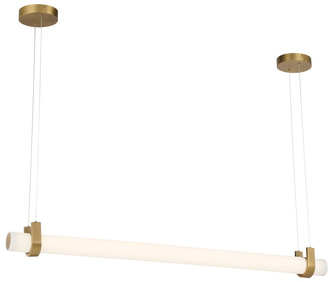 Thumbnail1 of Minka Lavery Sorelle LED 58-in Legacy Brass Linear Chandelier with Shade