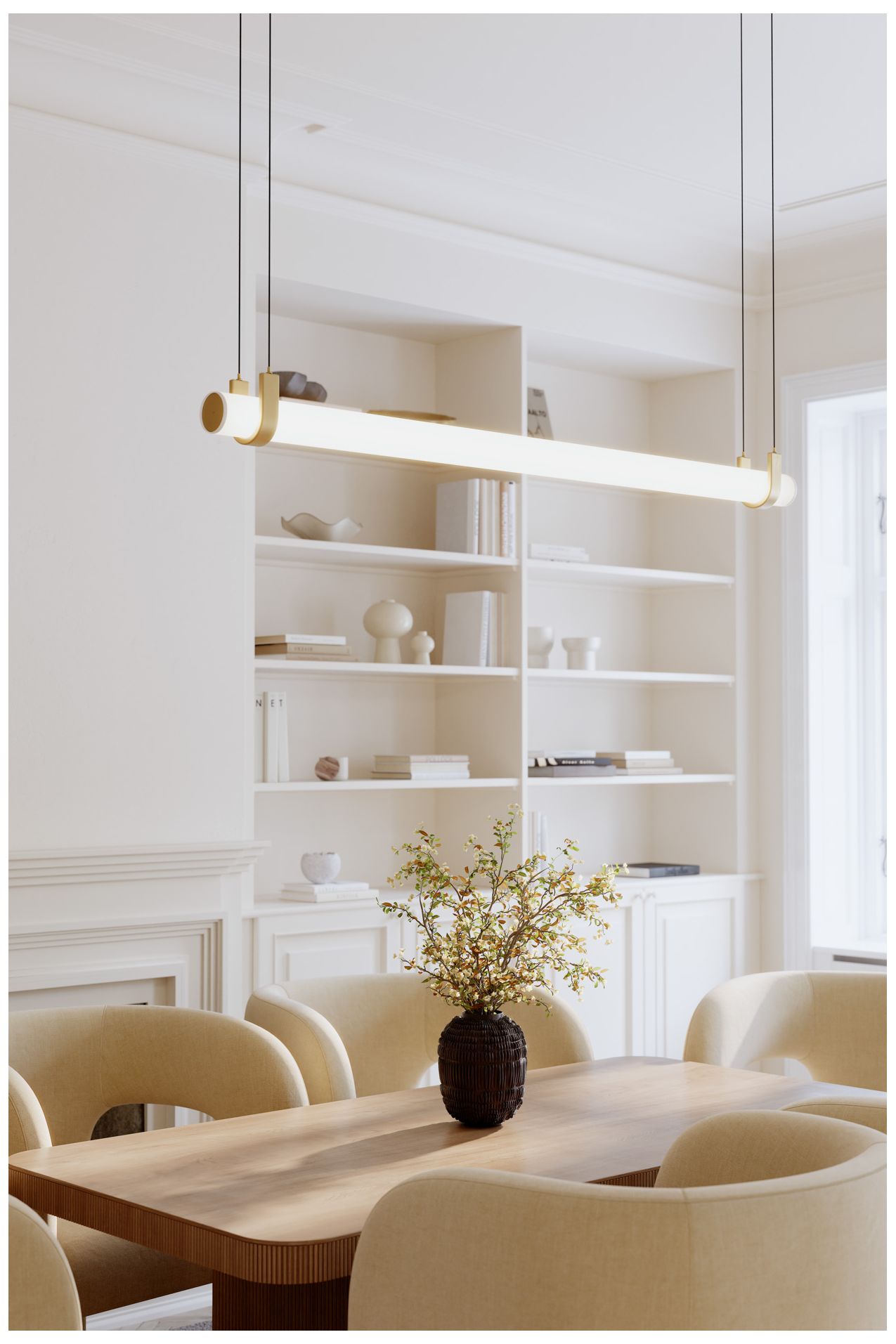 Thumbnail2 of Minka Lavery Sorelle LED 58-in Legacy Brass Linear Chandelier with Shade more views
