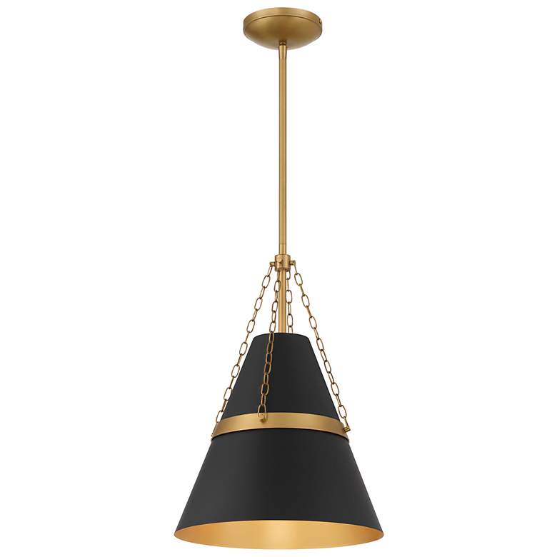 Image 2 Minka Lavery Springfield 1-Light 12-in Brass and Black Pending Lighting more views
