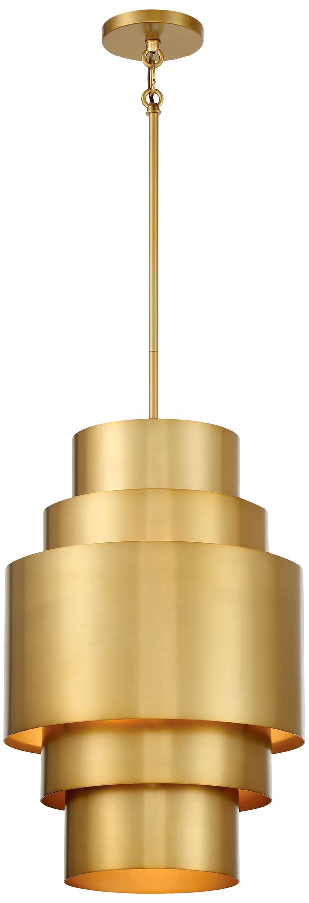Image 2 Minka-Lavery Spyglass Terrace 3-Light Soft Brass Pendant with Shade