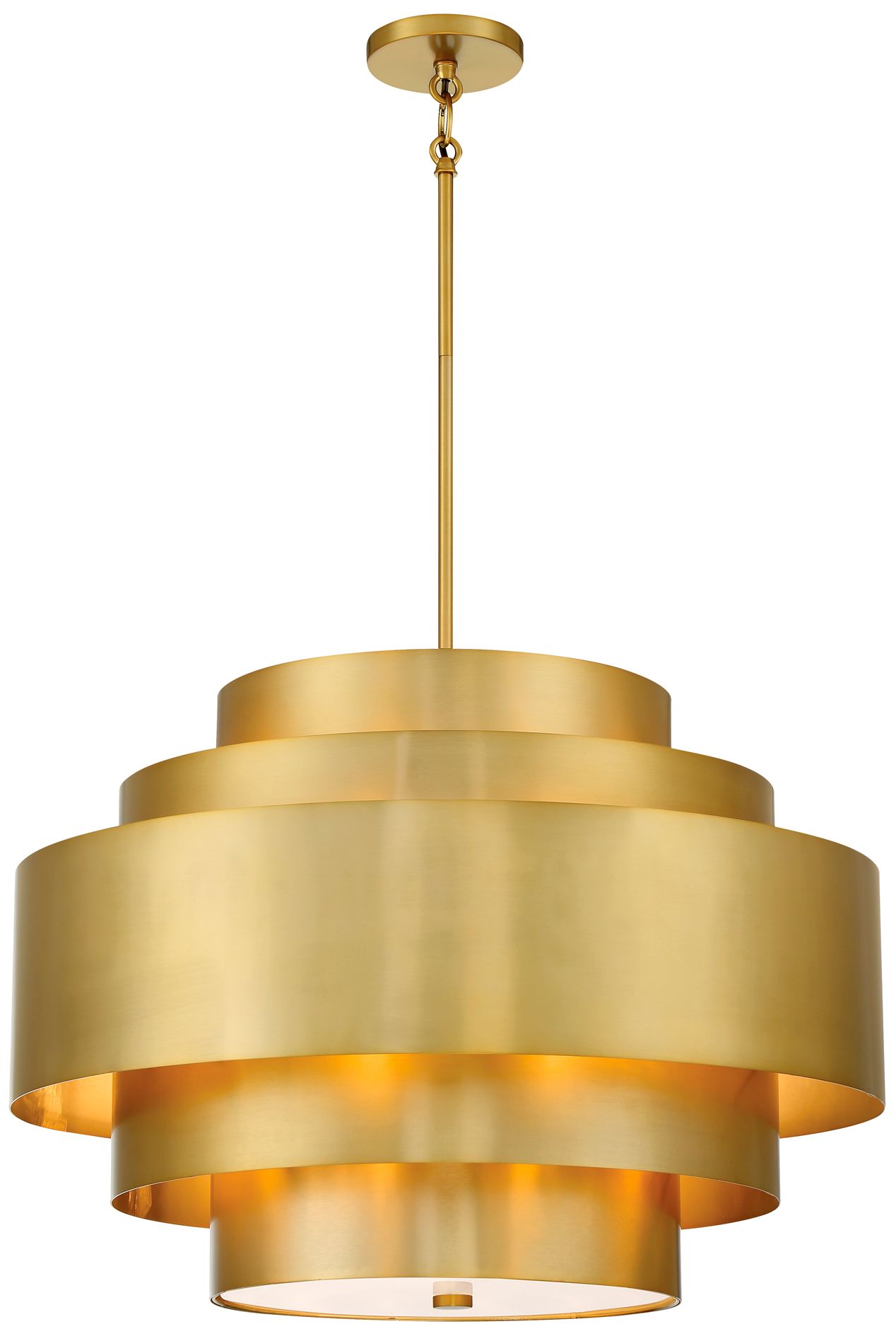 Image 2 Minka-Lavery Spyglass Terrace 5-Light Soft Brass Pendant with Shade