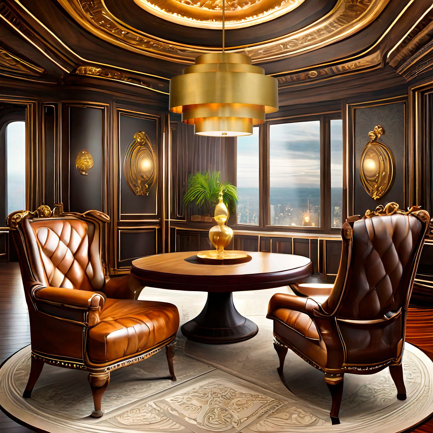 Image 3 Minka-Lavery Spyglass Terrace 5-Light Soft Brass Pendant with Shade more views