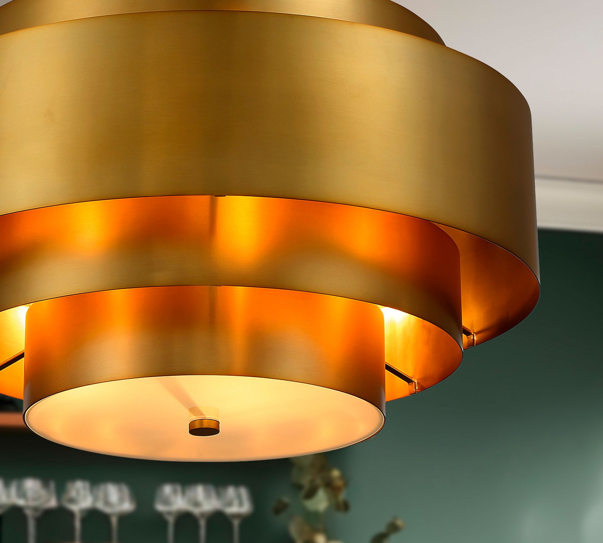 Minka-Lavery Spyglass Terrace 5-Light Soft Brass Pendant with Shade
