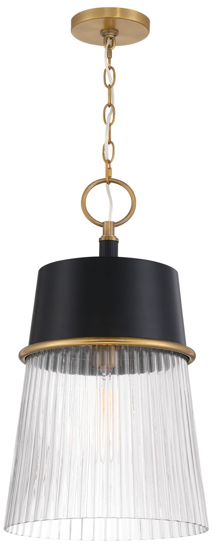 Minka Lavery Stamford 1-Light 13-in Brass and Matte Black Pendant Light