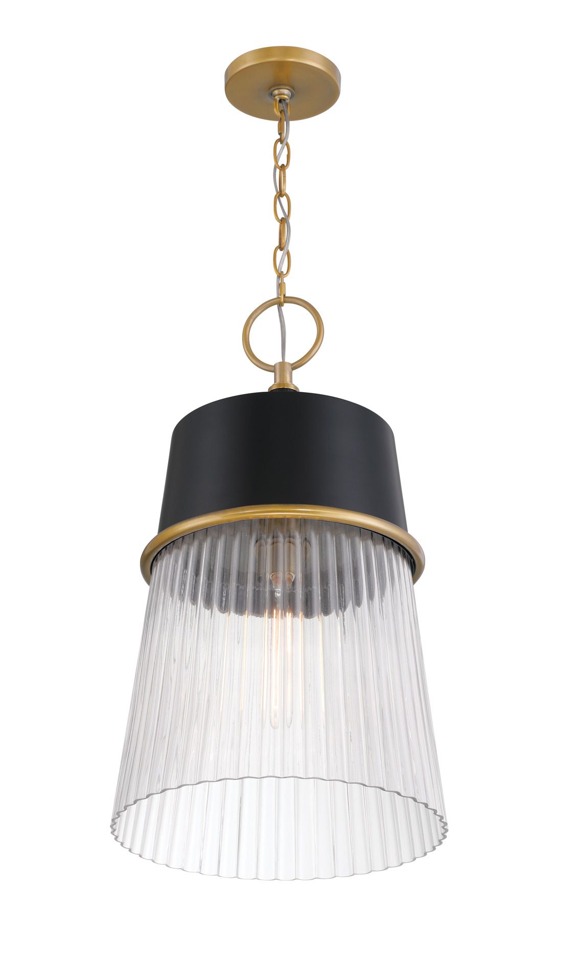 Image 3 Minka Lavery Stamford 1-Light 13-in Brass and Matte Black Pendant Light more views