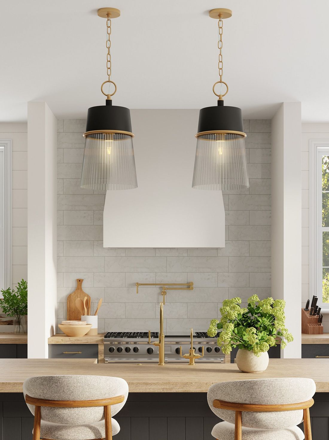 Image 7 Minka Lavery Stamford 1-Light 13-in Brass and Matte Black Pendant Light more views