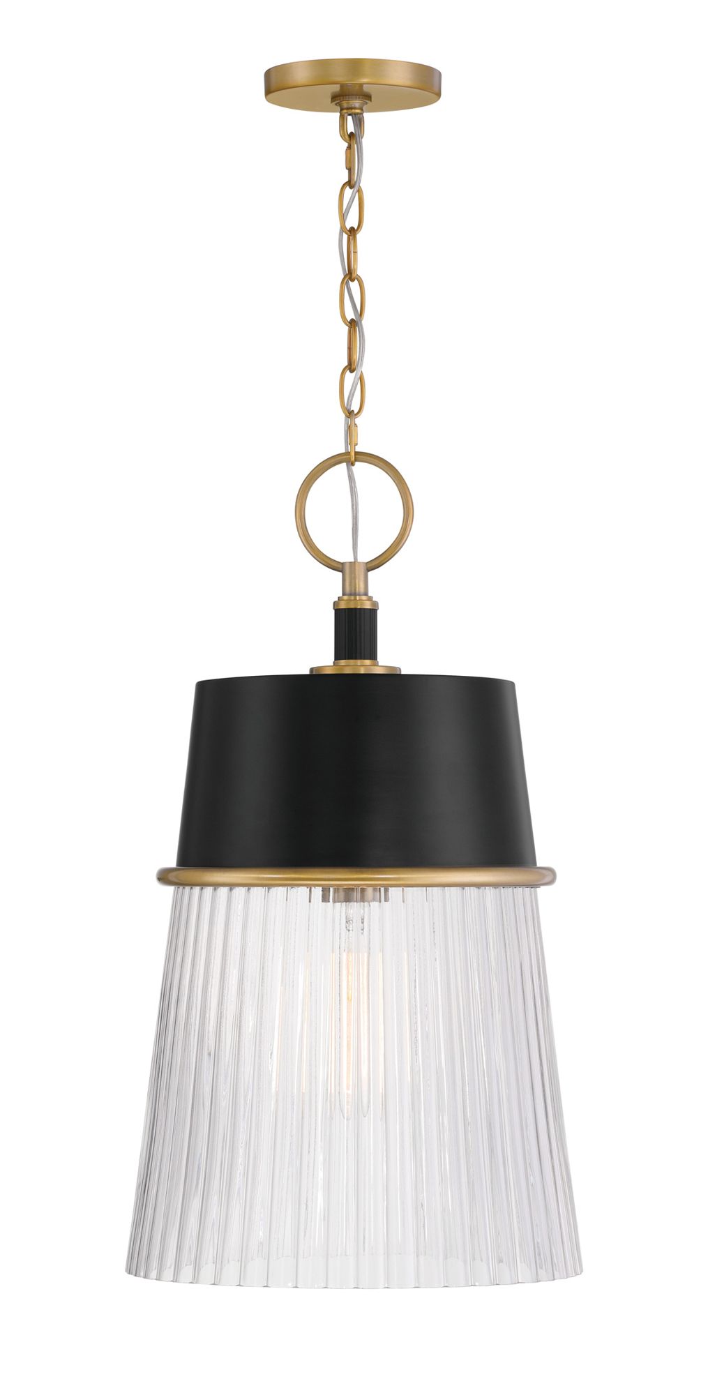 Minka Lavery Stamford 1-Light 13-in Brass and Matte Black Pendant Light