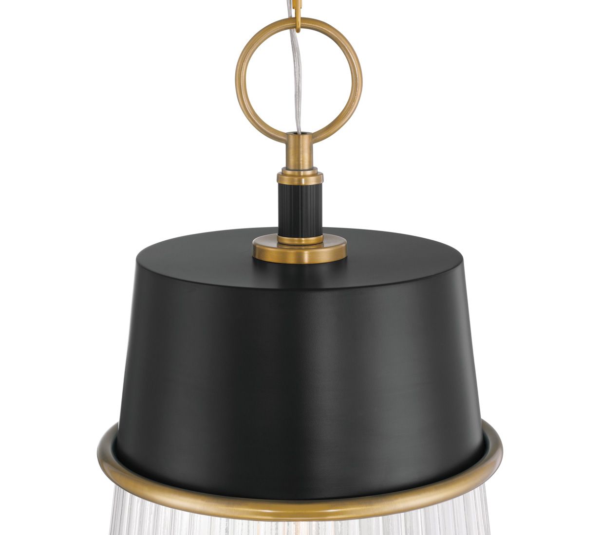 Minka Lavery Stamford 1-Light 13-in Brass and Matte Black Pendant Light