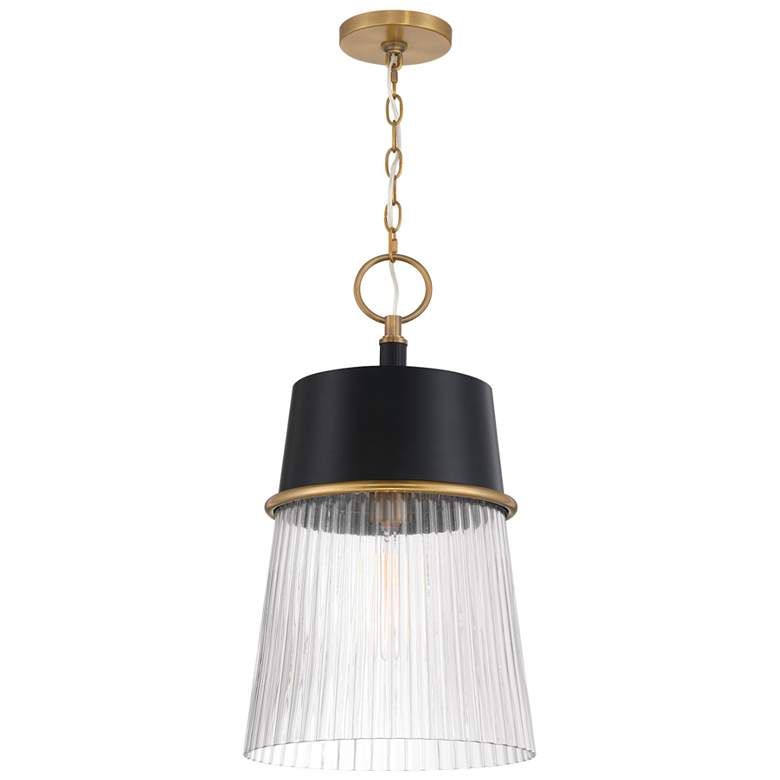 Image 1 Minka Lavery Stamford 1-Light 13-in Brass and Matte Black Pending Lighting