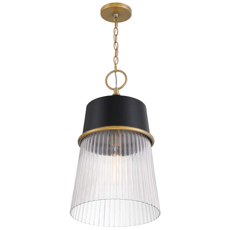 Image 3 Minka Lavery Stamford 1-Light 13-in Brass and Matte Black Pending Lighting more views