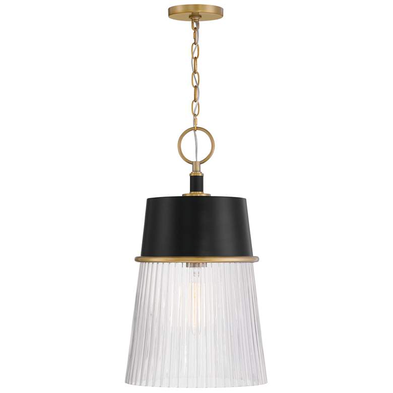 Image 6 Minka Lavery Stamford 1-Light 13-in Brass and Matte Black Pending Lighting more views