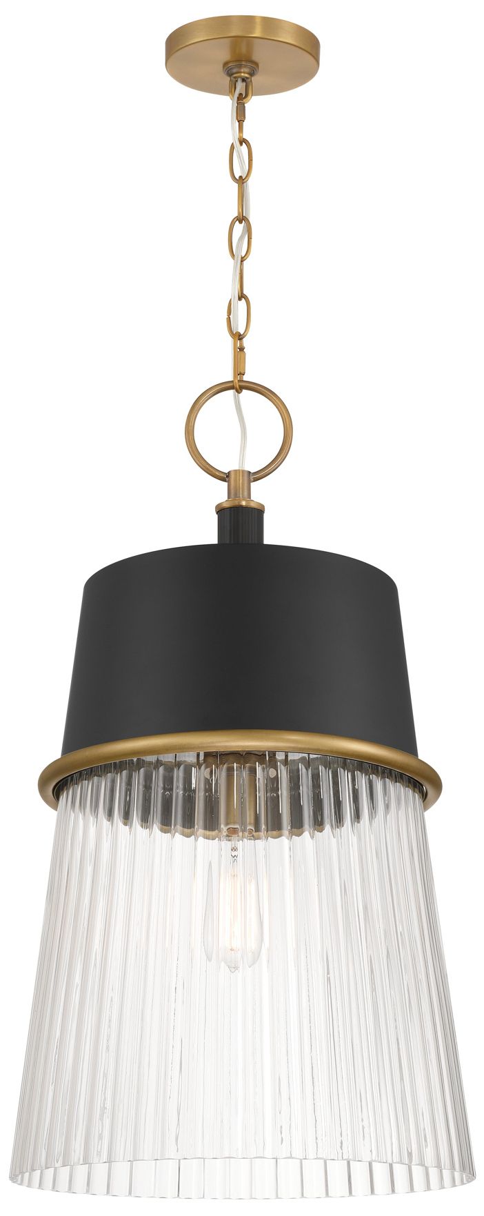 Minka Lavery Stamford 1-Light 15-in Legacy Brass and Black Pendant Light