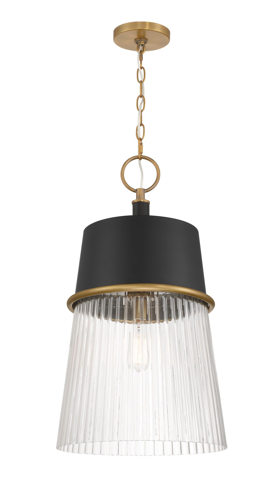 Minka Lavery Stamford 1-Light 15-in Legacy Brass and Black Pendant Light